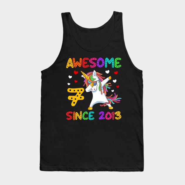 Awesome Since 2013 Dabbing Unicorn 7th Birthday Gift Tank Top by Albatross